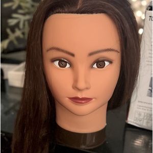 Brown Color Training % Hand-implanted No Shedding Styling Doll Head
